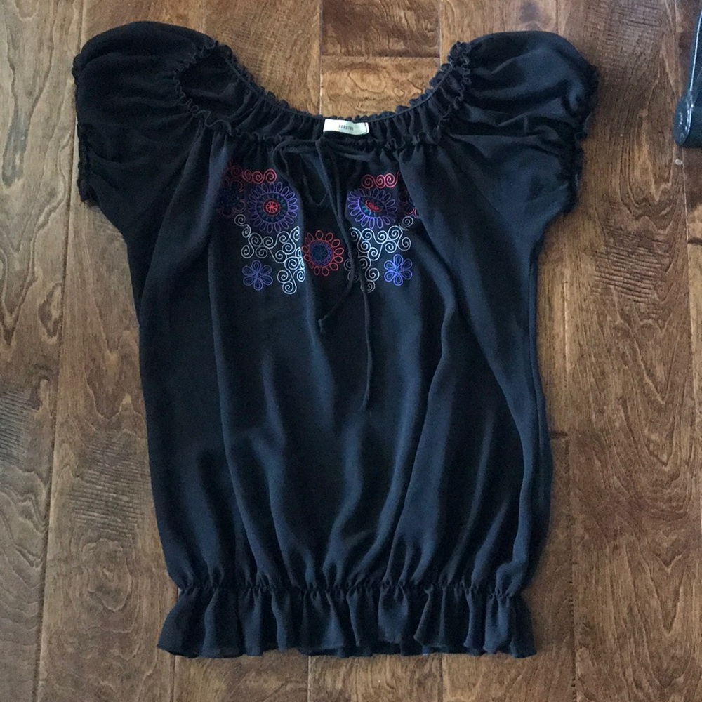 Embroidered sheer blouse